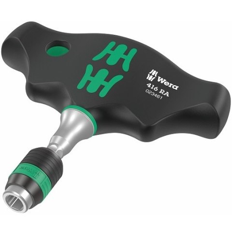 Rękojeść typu T do końcówek 1/4" z funkcją grzechotki z uchwytem szybkomocującym Rapidator, 416 RA, WERA [05023461001]