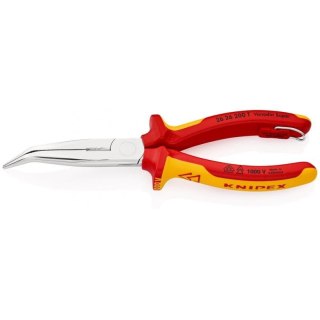 Szczypce tnące półokrągłe, odgięte, 200mm w izolacji VDE do 1000V, Knipex [26 26 200 T] z zaczepem do asekuracji