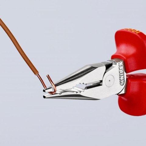 Szczypce uniwersalne w izolacji VDE z ostro zakończonymi szczękami, 145mm KNIPEX [08 26 145 T] z zaczepem do asekuracji