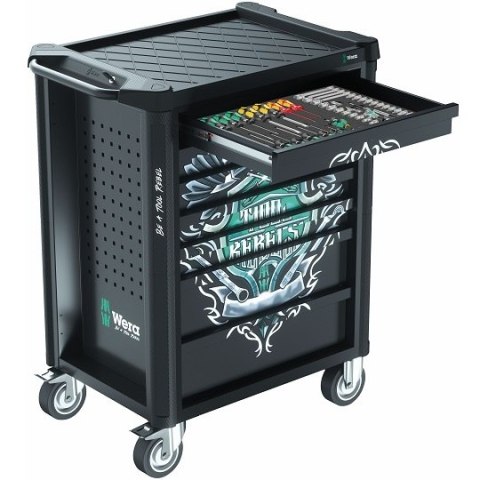 Wózek narzędziowy 7-szufladowy z wyposażeniem 94 szt. narzędzi, Tool Rebel 9700, Wera [05150130001]