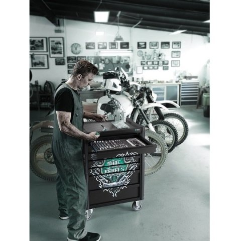 Wózek narzędziowy 7-szufladowy z wyposażeniem 94 szt. narzędzi, Tool Rebel 9700, Wera [05150130001]