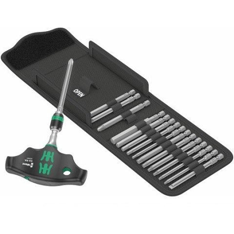 Zestaw 16szt. końcówek 1/4" z rękojeścią typu T z funkcją grzechotki, Kraftform Kompakt 400 RA, Set 1 WERA [05023471001] 2go