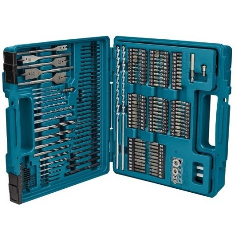 Zestaw 256 szt. narzędzi i akcesoriów: wierteł, bitów, nasadek, Makita [E-11689]