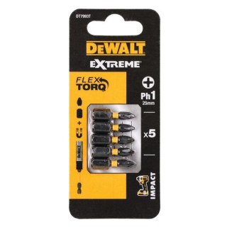 Zestaw 5szt. końcówek udarowych Torison PH1/25mm DeWalt [DT7993T-QZ]