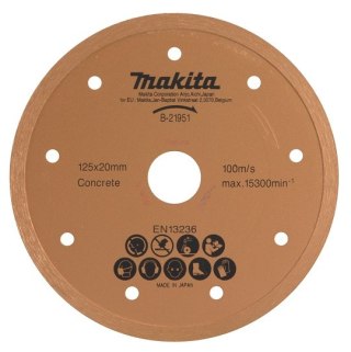 Tarcza diamentowa do cięcia płytek ceramicznych, betonu, cegły na mokro, 125mm, Makita [B-21951]