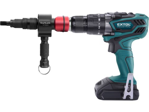 Przystawka z rękojeścią do wkrętarki nitownica do nitonakrętek, M3-M12 FORTUM [ARG 4770664] walizka