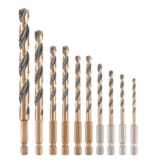 Zestaw 10 szt. wierteł do metalu Black&Gold mocowanie 1/4", DeWALT [DT20620-QZ] TOUGH CASE+