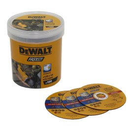 Zestaw 100szt. tarcz do cięcia stali nierdzewnej Inox 125mm o grubości 1,0mm DeWALT [DT20540-QZ] wiaderko