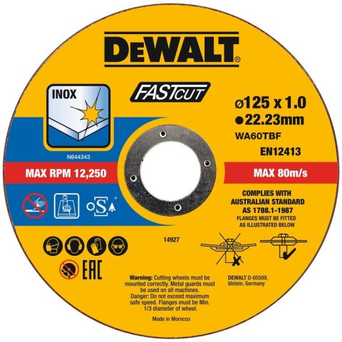100szt. tarcz do cięcia stali nierdzewnej Inox 125mm DeWALT [DT20540-QZ]