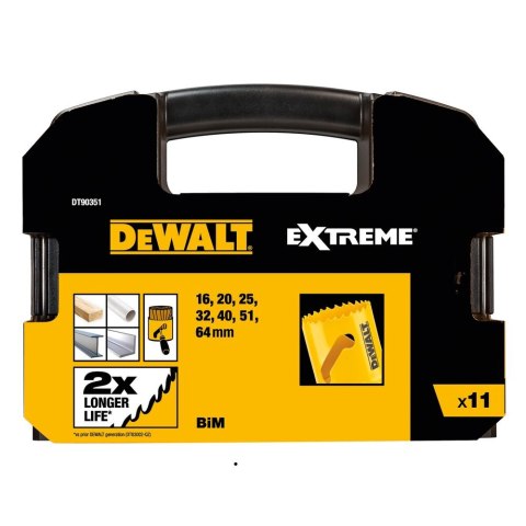Zestaw 11szt. bimetalicznych pił otworowych EXTREME DeWalt [DT90351-QZ] do drewna i metalu