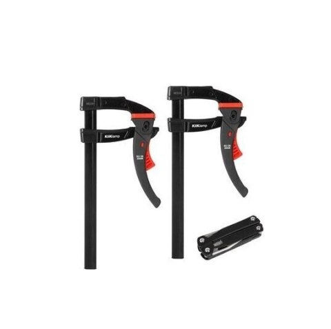 Zestaw: 2 x ścisk ślusarski dźwigniowy szybkomocujący stalowy KLI20, 200x80mm KliKlamp + Multitool, Bessey [KLI-SET-A] Black Edi
