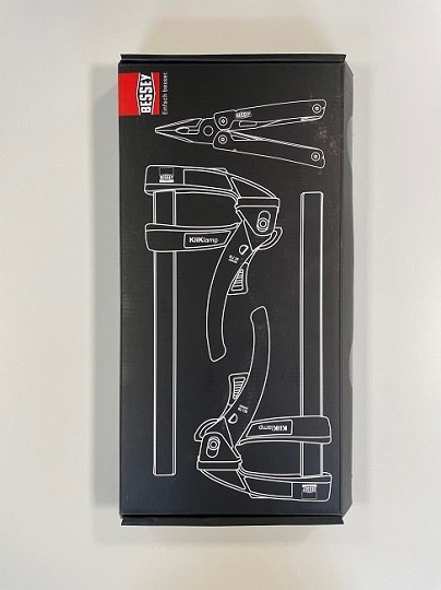 Zestaw: 2 x ścisk ślusarski dźwigniowy szybkomocujący stalowy KLI20, 200x80mm KliKlamp + Multitool, Bessey [KLI-SET-A] Black Edi