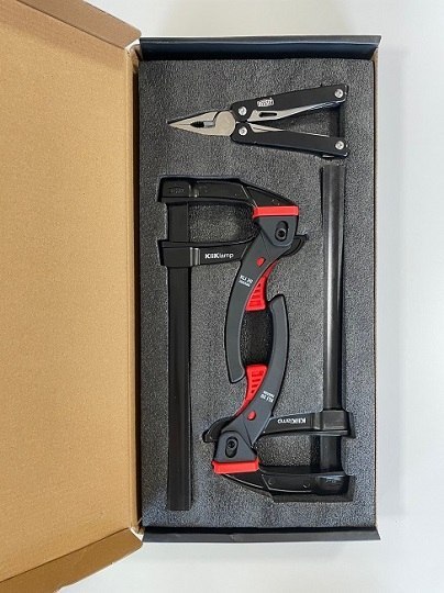 Zestaw: 2 x ścisk ślusarski dźwigniowy szybkomocujący stalowy KLI20, 200x80mm KliKlamp + Multitool, Bessey [KLI-SET-A] Black Edi