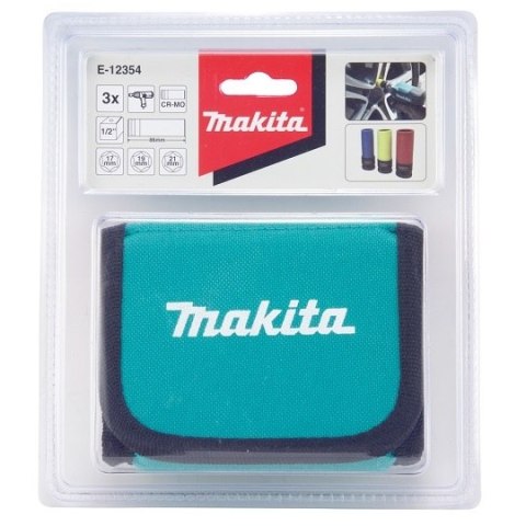 Zestaw 3szt. nasadek udarowych sześciokątnych do kół, 1/2", 17, 19, 21mm, Makita [E-12354] w etui