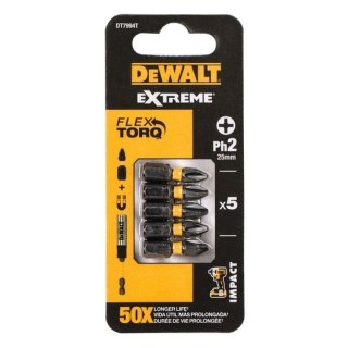 Zestaw 5szt. końcówek udarowych PH2/25mm, EXTREME Impact Torsion, DeWALT [DT7994T-QZ]