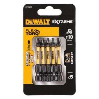 Zestaw 5szt. końcówek udarowych TX10/57mm, EXTREME Impact Torsion, DeWALT [DT7393T-QZ]