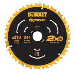 Piła tarczowa do cięcia drewna 210x30x2,4mm, 24 zęby, EXTREME DeWALT [DT20432-QZ]