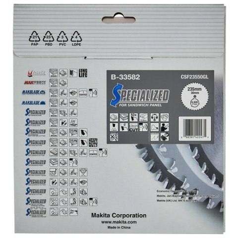Piła tarczowa do cięcia płyt warstwowych 235/30/2,2mm, 50 zębów, SPECIALIZED Makita [B-33582]