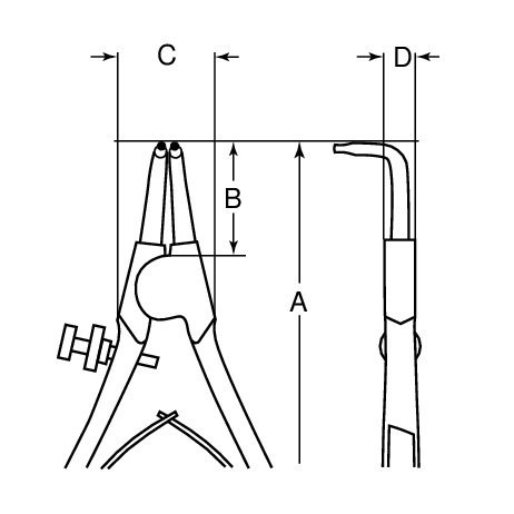 Szczypce do pierścieni Segera, zewnętrzne, proste, zakres 3-10mm, Bahco [2464 A3]