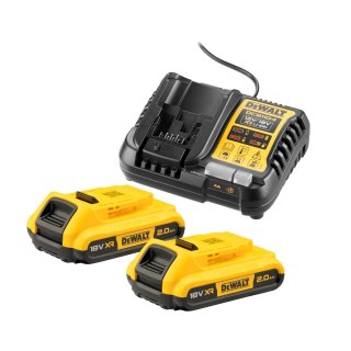 Zestaw 2 akumulatorów 18V Li-Ion 2,0Ah + ładowarka, DeWALT [DCB1104D2-QW]