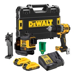 Zestaw 2 narzędzi akumulatorowych, wiertarko wkrętarka DCD800 i laser 3-wiązkowy 360° DCLE34031 18V Li-Ion 2x2,0Ah DeWALT [DCK20