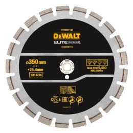 Tarcza diamentowa segmentowa do ciecia betonu, asfaltu 350/25,4mm, serii ELITE, DeWalt [DT20467-QZ]