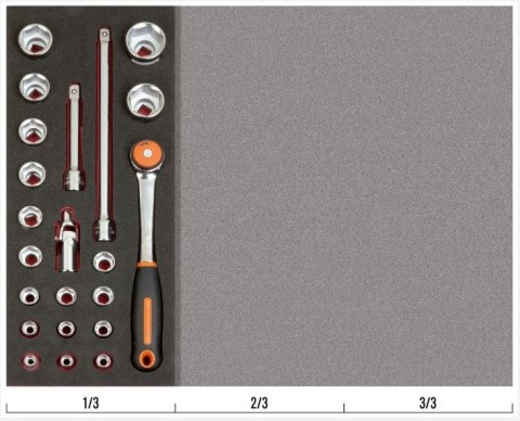 Wkład do wózka narzędziowego z wyposażeniem, 22szt. narzędzi, Bahco [FF1E2203] rozmiar 1/3 szuflady