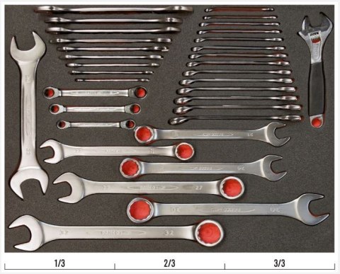 Wkład do wózka narzędziowego z wyposażeniem, 34szt. narzędzi, Bahco [FF1A09] rozmiar 3/3 szuflady