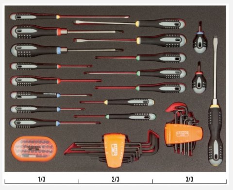 Wkład do wózka narzędziowego z wyposażeniem, 66szt. narzędzi, Bahco [FF1A1005] rozmiar 3/3 szuflady