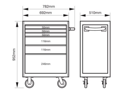 Wózek narzędziowy 6-szufladowy niebieski Bahco [1472K6BLUE] RAL5002