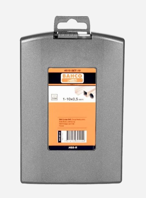 Zestaw 19szt wierteł HSS-R do metalu 1-10mm, BAHCO [4515-SET-19]