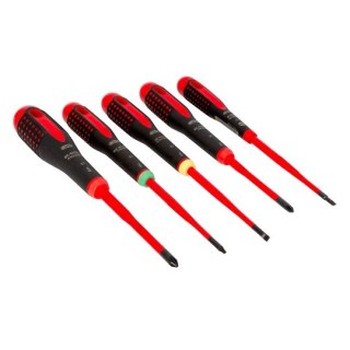 Zestaw 5 szt. wkrętaków izolowanych do śrub płaskich, Philips i TORX, SLIM VDE ERGO, Bahco [BE-9871SL]
