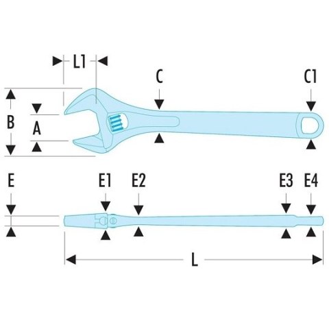 Klucz nastawny szwedzki 255mm z odwracaną szczęką, rozstaw szczęk 38mm Facom [101.10GR]