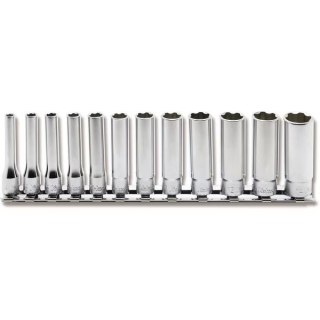 Zestaw 12 szt. nasadek 1/4" z końcówką Surface Drive 4-14 mm, Koken [RS2310M/12] na listwie metalowej