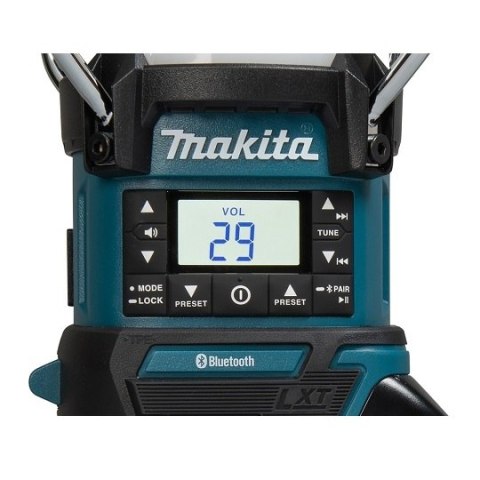 Akumulatorowy odbiornik radiowy z lampą 360' i latarką, 14,4V/18V, FM, Makita [DMR057] Li-Ion, LXT, Bluetooth, port USB