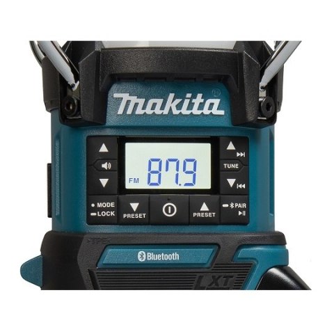 Akumulatorowy odbiornik radiowy z lampą 360' i latarką, 14,4V/18V, FM, Makita [DMR057] Li-Ion, LXT, Bluetooth, port USB