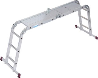 Czteroelementowa aluminiowa drabina przegubowa + 2 podesty CORDA KRAUSE [085214] 4x3 stopnie