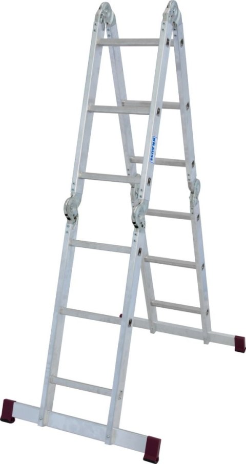 Czteroelementowa aluminiowa drabina przegubowa + 2 podesty CORDA KRAUSE [085214] 4x3 stopnie