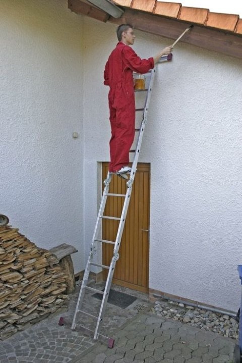 Czteroelementowa aluminiowa drabina przegubowa + 2 podesty CORDA KRAUSE [085214] 4x3 stopnie