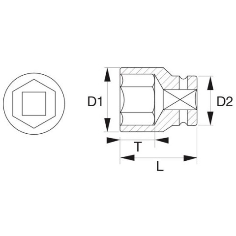 Nasadka udarowa sześciokątna 1", rozmiar 60mm, Bahco [K9501M-60] profil Dynamic-Drive