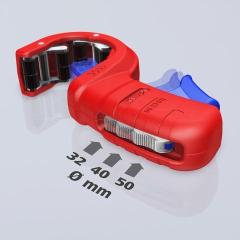 Obcinak do rur odpływowych z tworzywa sztucznego o średnicy 32/40/50mm, DP50, KNIPEX [90 23 01 BK]