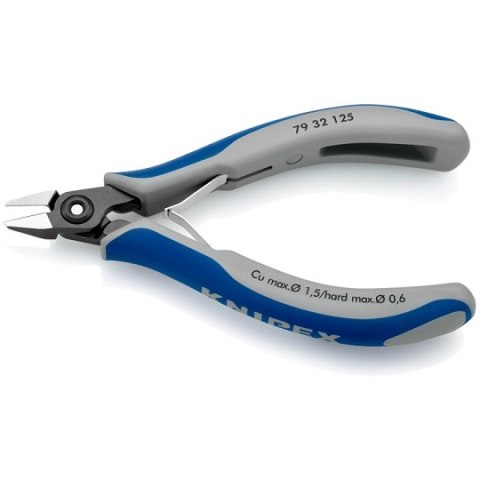 Szczypce boczne tnące dla elektroników 125mm, zakres cięcia 0,2 - 1,5mm, główka zwężana, Knipex [79 32 125]