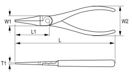 Szczypce płaskie długie 160mm z ucinakiem, rękojeść wielokomponentowa, Irimo [604-160-1]