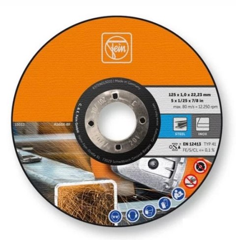 Zestaw: elektryczna szlifierka kątowa 125mm, 1700W, CG 17-125 + 15 tarcz do cięcia i szlifowania, Fein [72228160000-TARCZE]