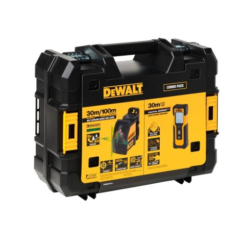 Zestaw laser krzyżowy z wiązką zieloną, 20m DW088CG + dalmierz do 30m DWHT77100, DeWALT [DW0887100-1]