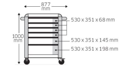 Wózek narzędziowy 6-szufladowy serii TTS 93/6 A STAHLWILLE [81200154] Antracyt