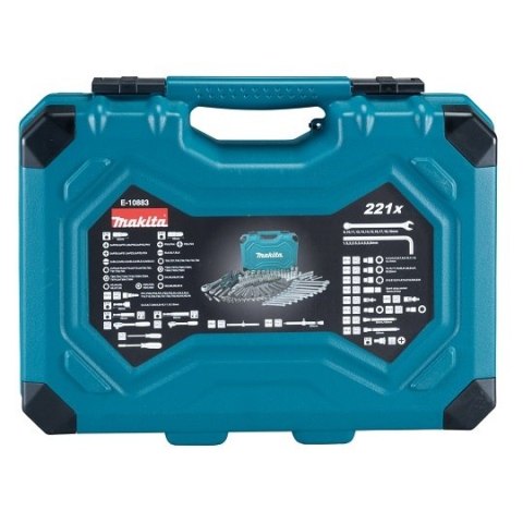 Zestaw 221 szt. narzędzi i akcesoriów: kluczy, nasadek i końcówek Makita [E-10883]