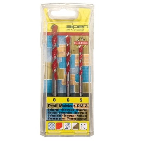 Zestaw: 3szt. frezów do metalu + 3 szt. wierteł uniwersalnych Profi MultiCut PM-3, Alpen [0776000013100]