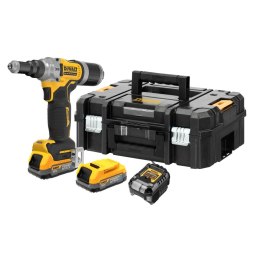 Akumulatorowa, bezszczotkowa nitownica do nitów zrywalnych 4,8-6,4mm, 18V Li-Ion 2x1,7Ah GFN POWERSTACK DeWalt [DCF414E2GT-QW] w