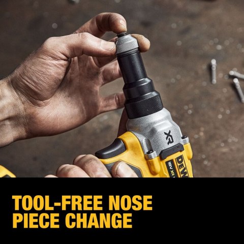 Akumulatorowa, bezszczotkowa nitownica do nitów zrywalnych 4,8-6,4mm, 18V Li-Ion 2x1,7Ah GFN POWERSTACK DeWalt [DCF414E2GT-QW] w